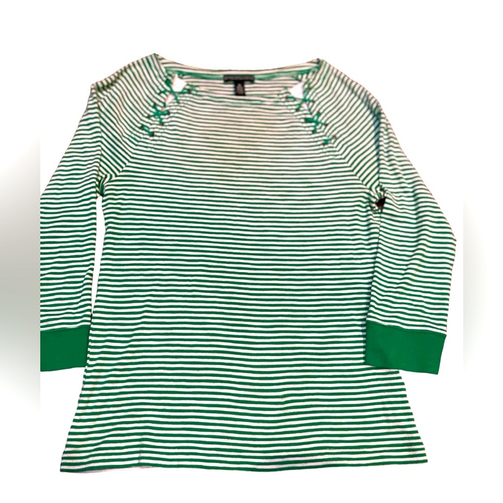 Ralph Lauren women's medium 3/4 length striped knit top EUC